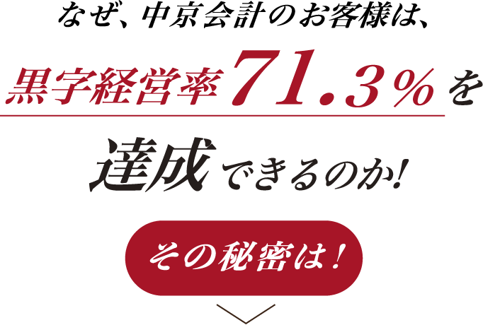 なぜ、中京会計のお客様は、黒字経営率71.3%を達成できるのか